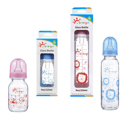 زجاجات رضاعة أطفال زجاجية خالية من مادة BPA سعة 9 أوقية 250 مل