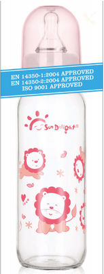 زجاجات رضاعة زجاجية مقاومة للحرارة برقبة 9 أوقية 250 مل