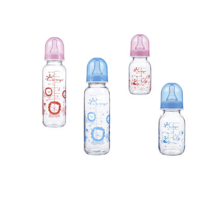 زجاجات رضاعة أطفال زجاجية مقاومة للحرارة برقبة قياسية 9 أوقية 250 مل